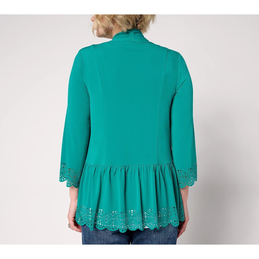 Susan Graver Regular Liquid Knit Tiered Laser Cut Car Dragonfly Jade ,sz 1X #18" - Picture 2 of 11